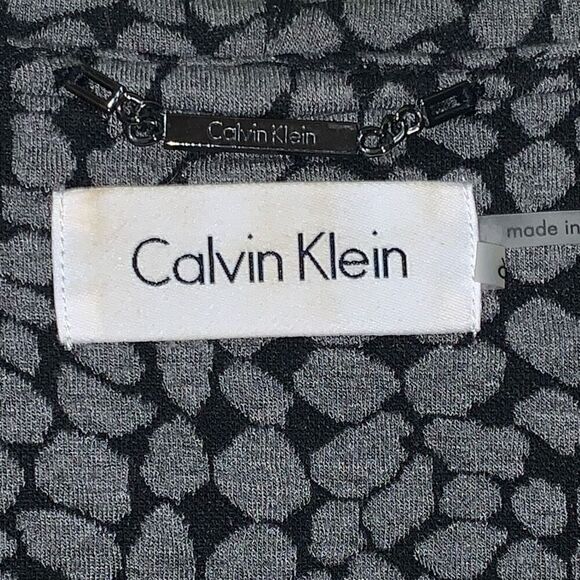 Calvin Klein Women’s Size 6 Open Front Ruffle Blazer Jacket Cardigan Grey Black - Picture 3 of 7